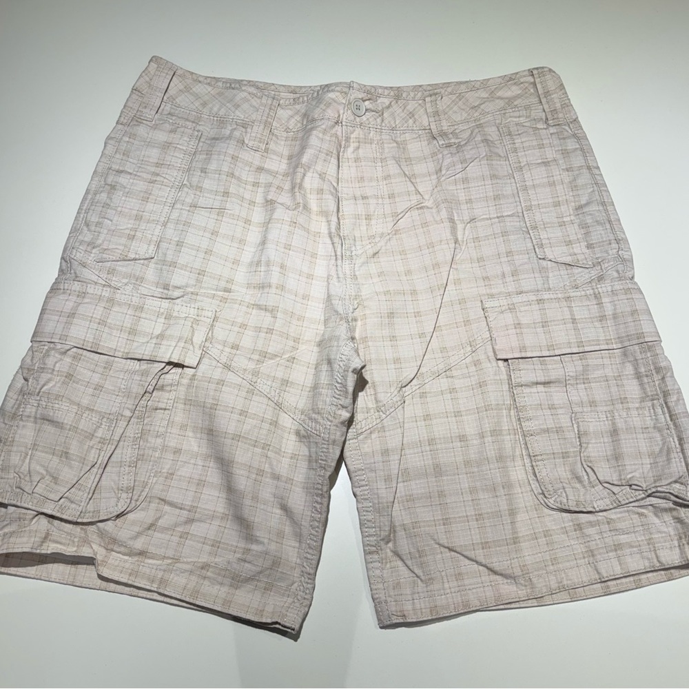 🛍️4 for 20$ / Denver Hayes Light Plaid Cargo Shorts / Beige / 38